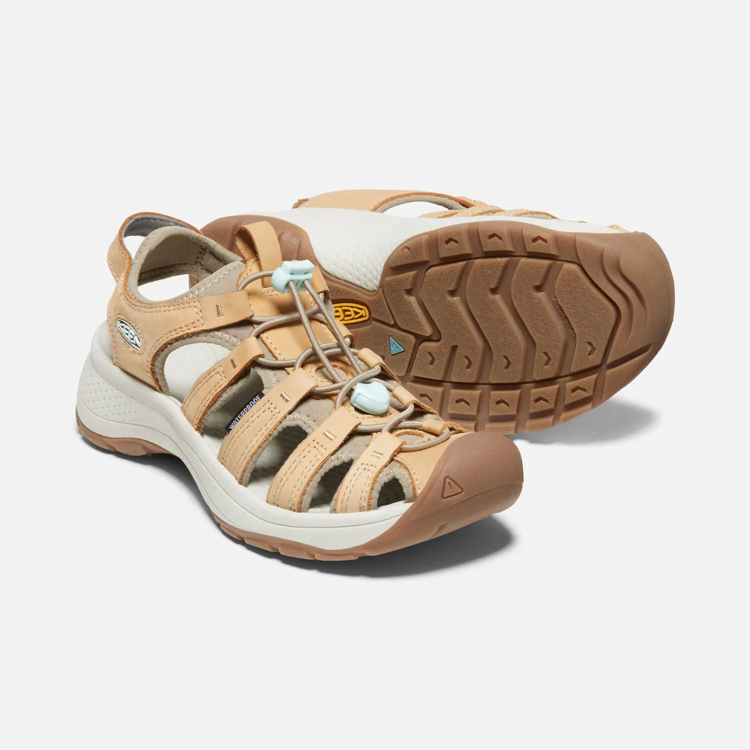 LADIES KEEN ASTORIA WEST LEATHER SANDAL - DOE/BLUE GLASS