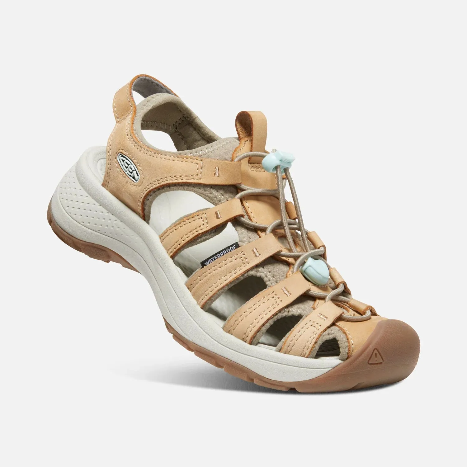 LADIES KEEN ASTORIA WEST LEATHER SANDAL - DOE/BLUE GLASS