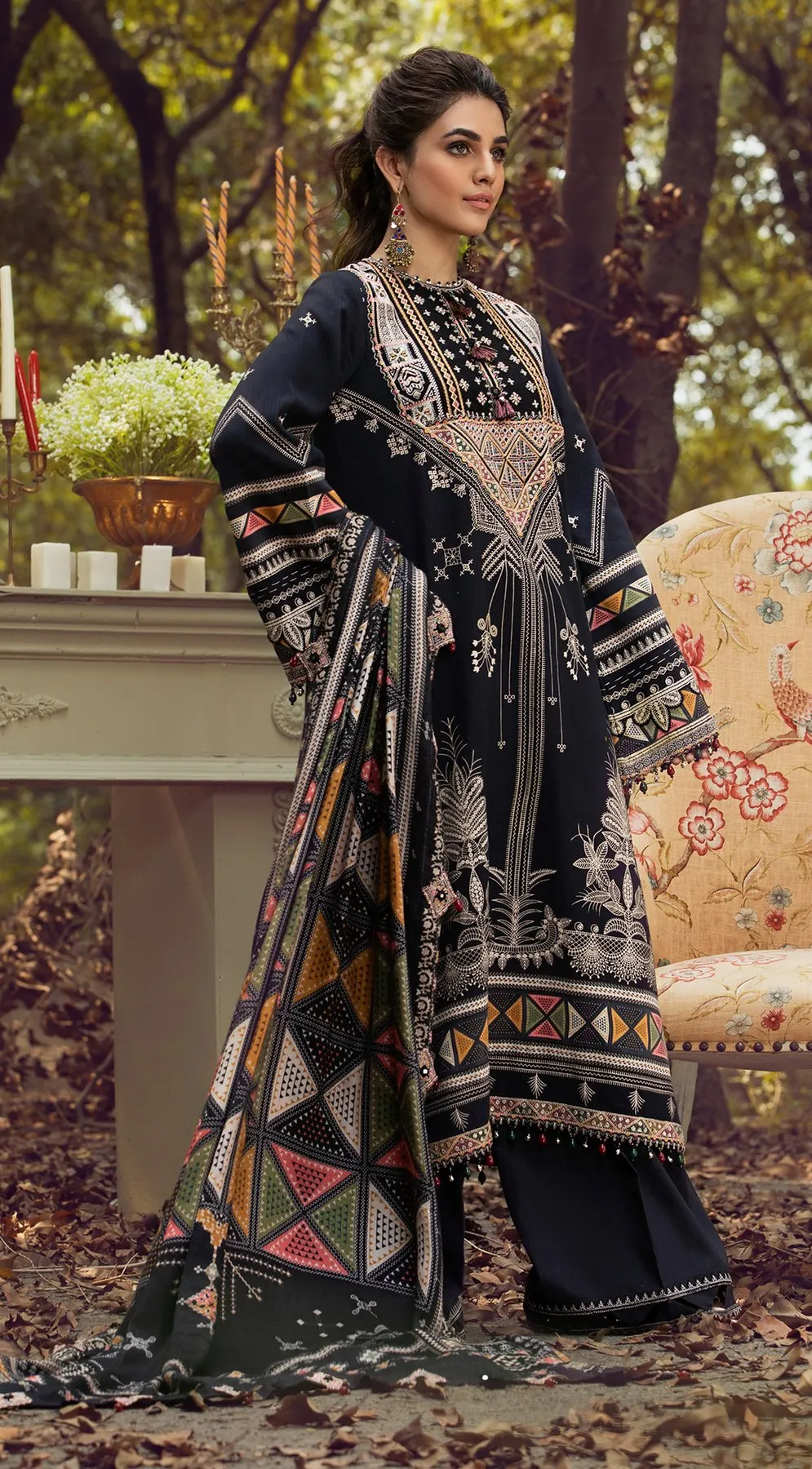 Leila VLP21-03 | Anaya Pardesi VIVA Winter Collection 2021 | Unstitched Embroidered Dobby Linen Suits
