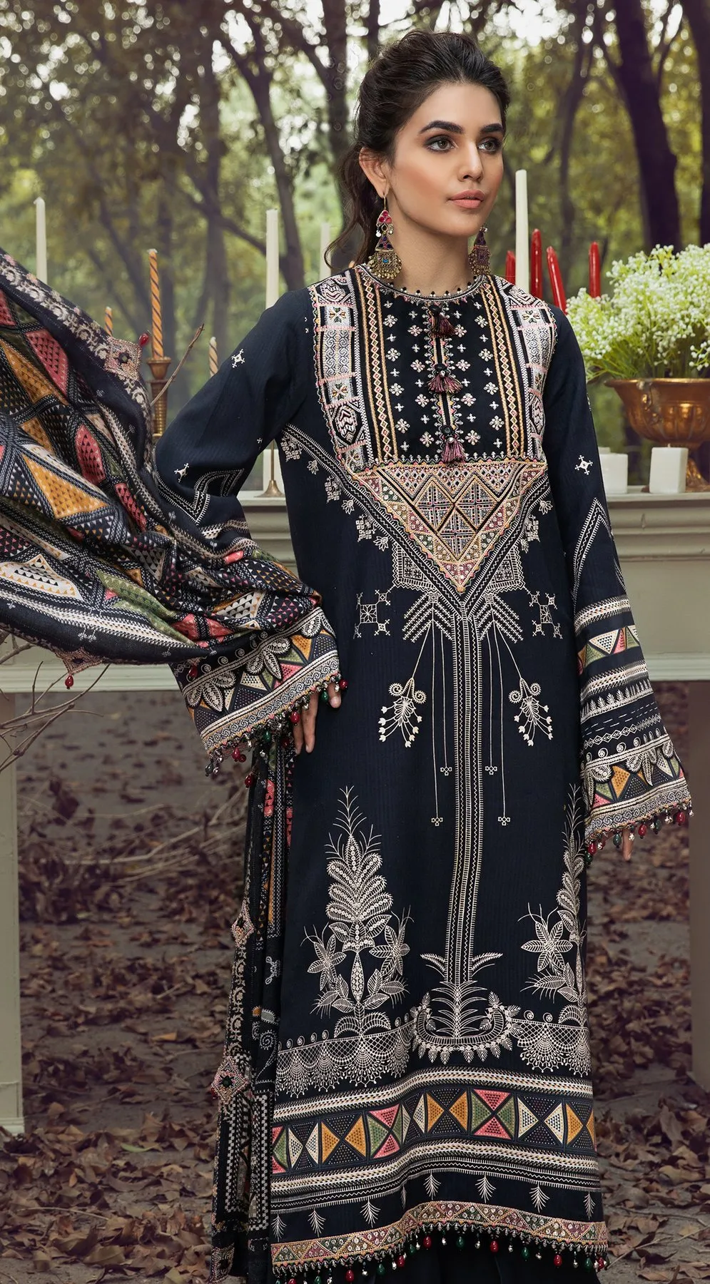 Leila VLP21-03 | Anaya Pardesi VIVA Winter Collection 2021 | Unstitched Embroidered Dobby Linen Suits