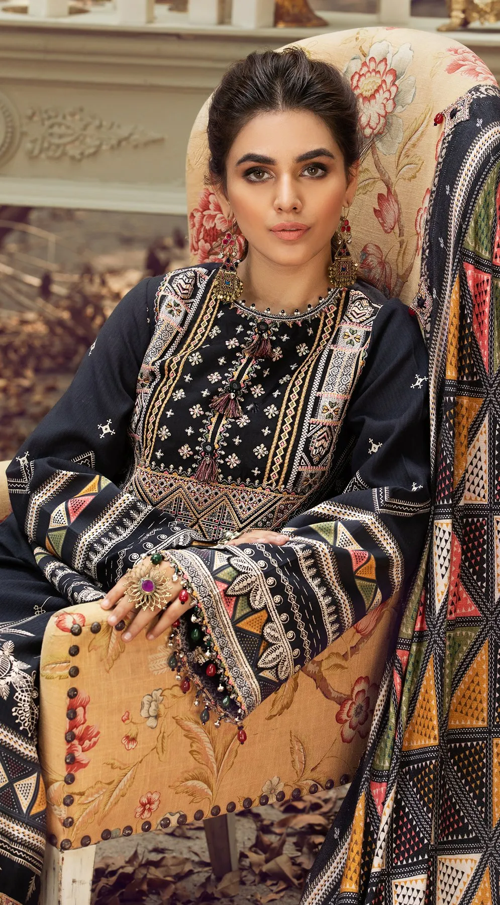 Leila VLP21-03 | Anaya Pardesi VIVA Winter Collection 2021 | Unstitched Embroidered Dobby Linen Suits