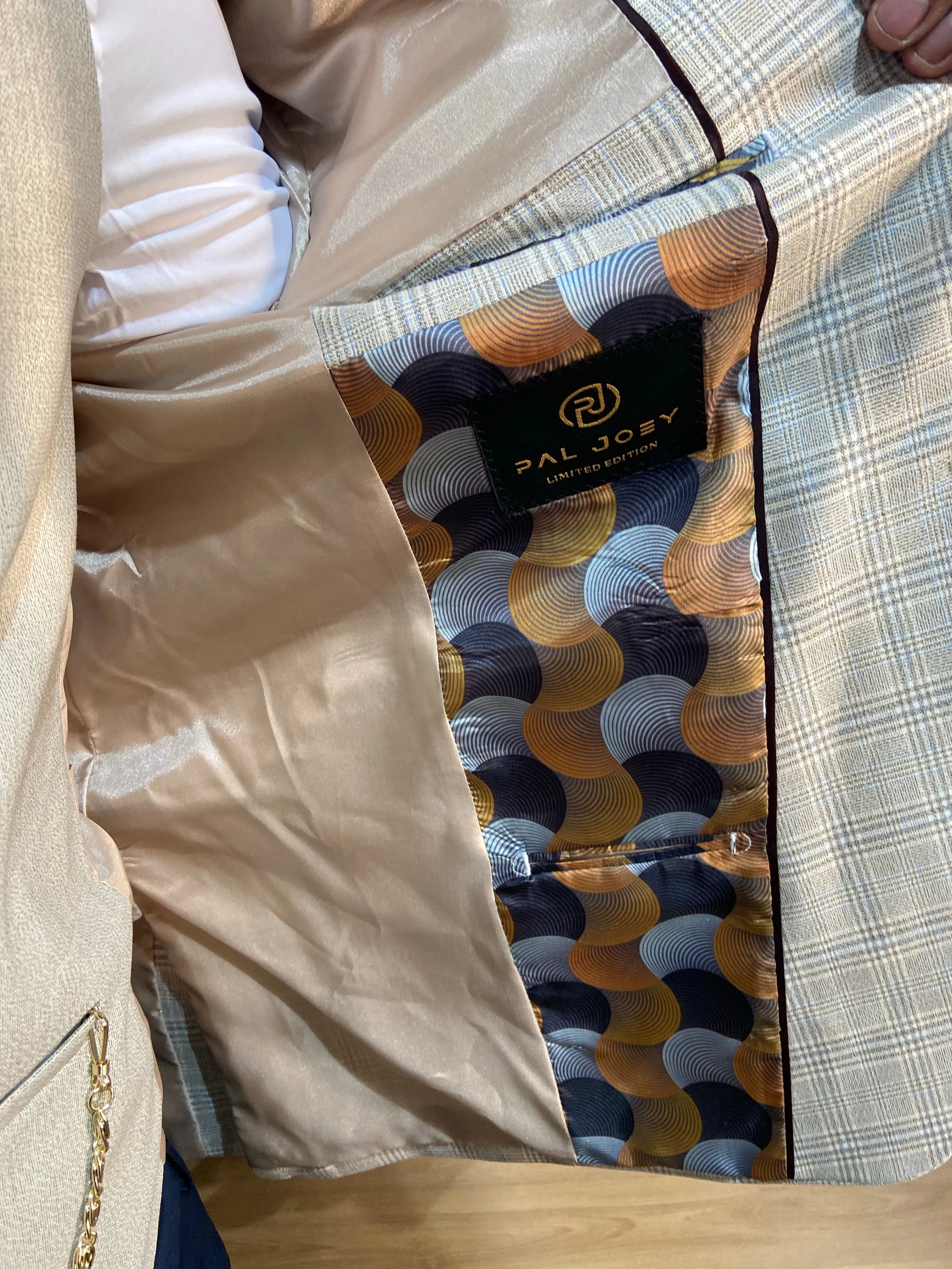 Leroy - Stone/Blue 3 Piece Suit