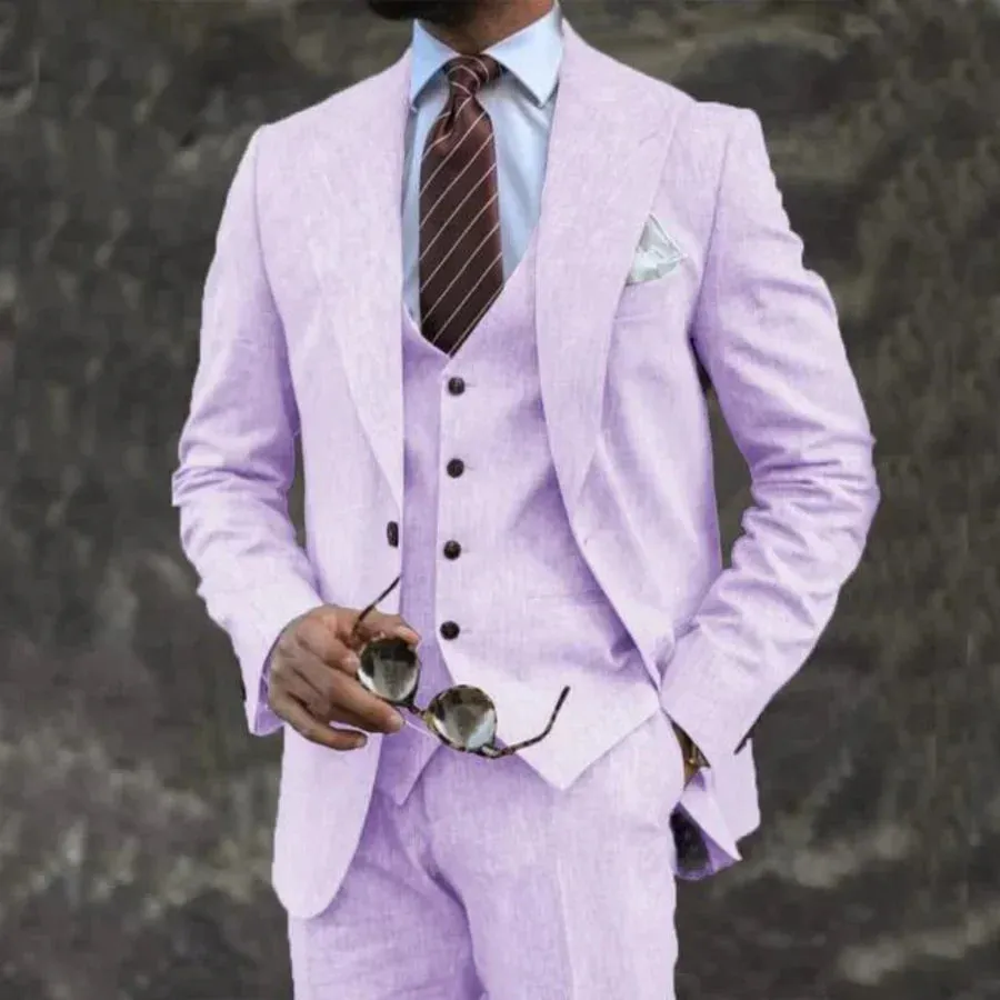Lightweight Men's Suit, Three-Piece with Turn-Down Collar