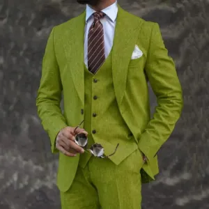 Lightweight Men's Suit, Three-Piece with Turn-Down Collar