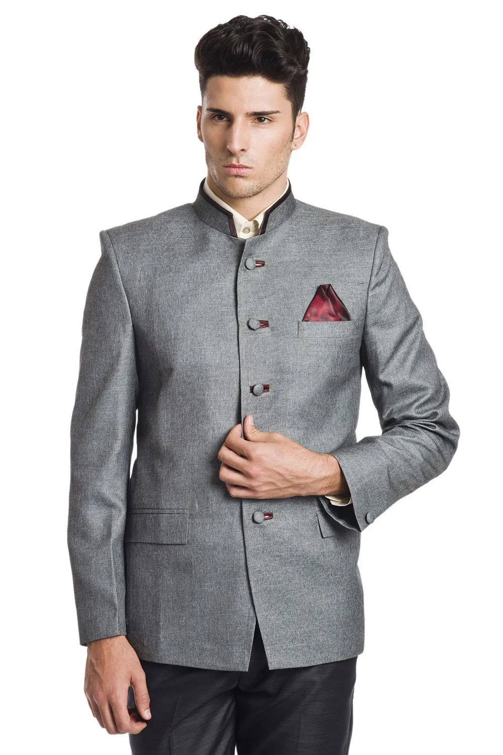 Linen Blend Grey Bandhgala