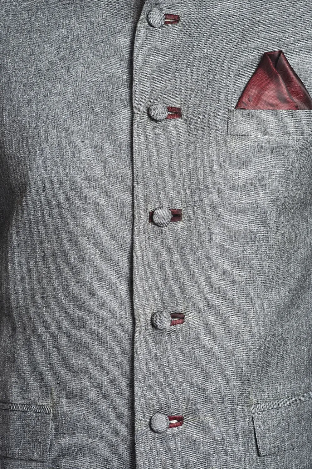 Linen Blend Grey Bandhgala