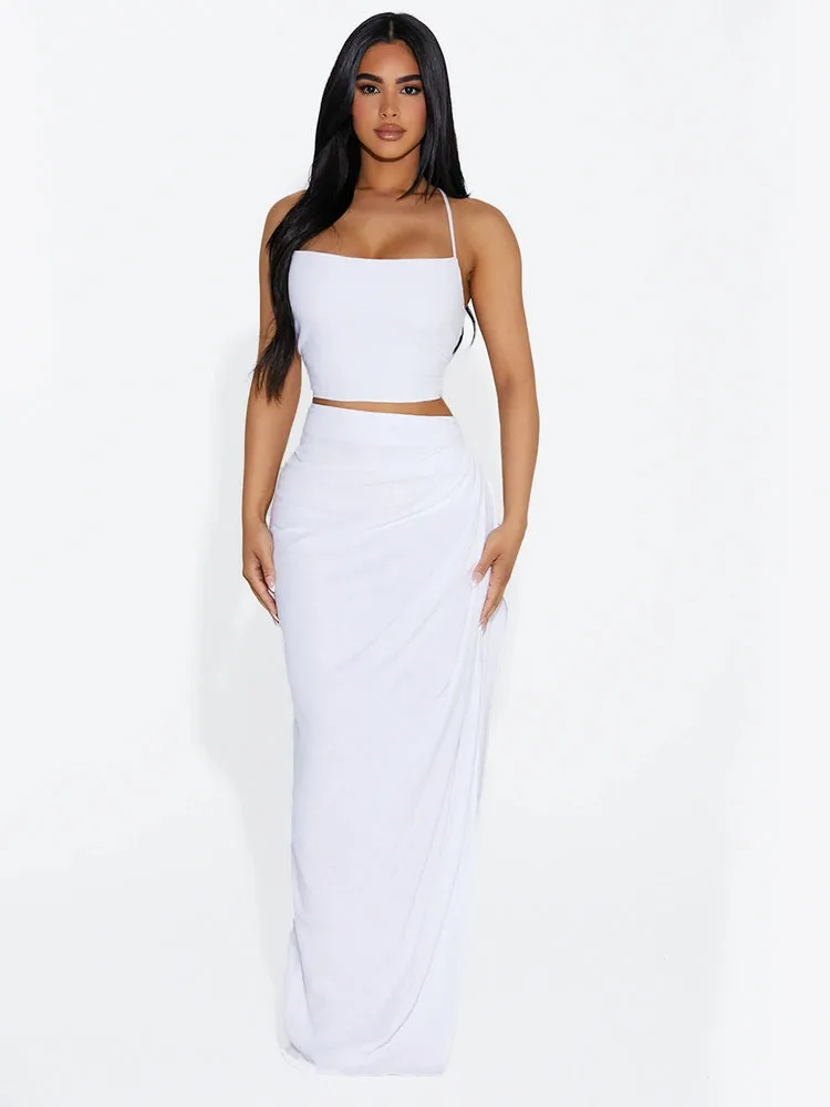 Linen High Slit Maxi Skirt