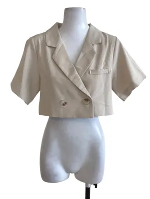 Linen White Short Sleeve Blazer