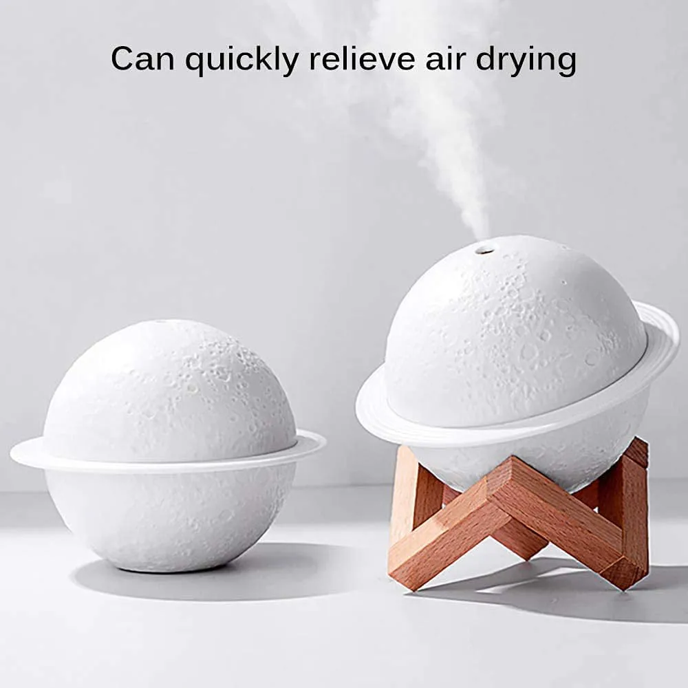 Lunar Oasis: 2-in-1 Moon Night Light & Humidifier - USB Powered, Featuring 3D LED Moon in White, Warm White, and Yellow Glow