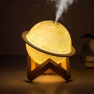 Lunar Oasis: 2-in-1 Moon Night Light & Humidifier - USB Powered, Featuring 3D LED Moon in White, Warm White, and Yellow Glow