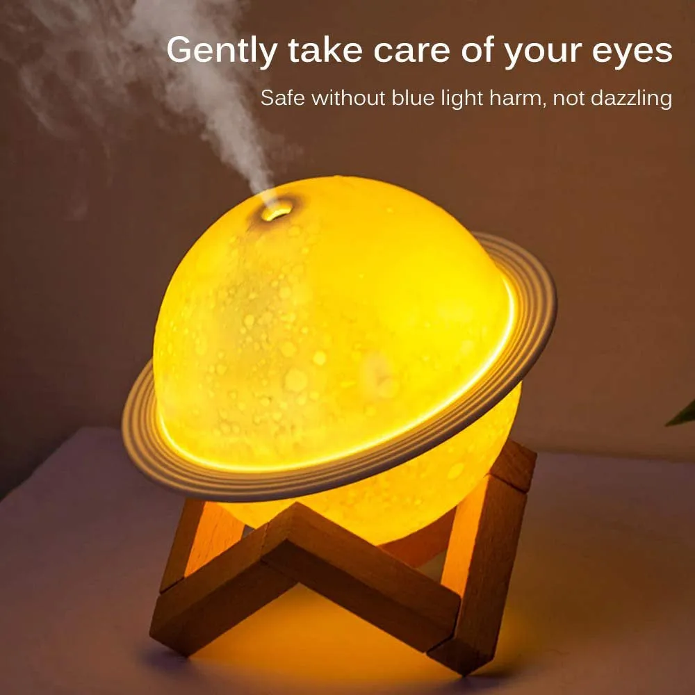 Lunar Oasis: 2-in-1 Moon Night Light & Humidifier - USB Powered, Featuring 3D LED Moon in White, Warm White, and Yellow Glow