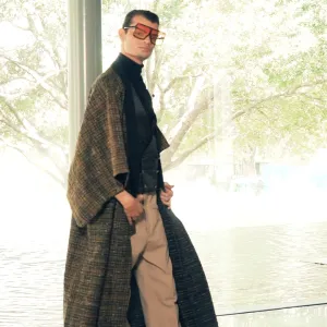Mad Men Gold Plaid Tweed Kimono