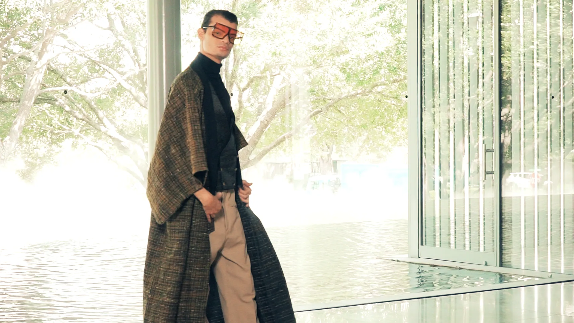 Mad Men Gold Plaid Tweed Kimono