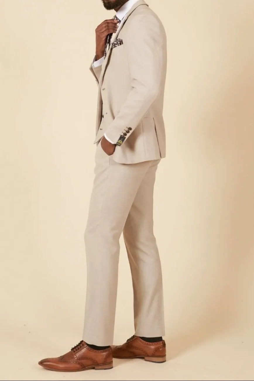 MARC DARCY HM5 Tailored Two Piece Suit - Mens Slim Fit - Stone