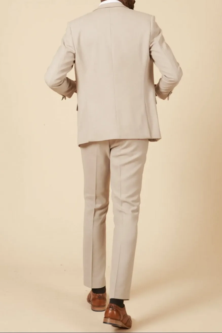 MARC DARCY HM5 Tailored Two Piece Suit - Mens Slim Fit - Stone