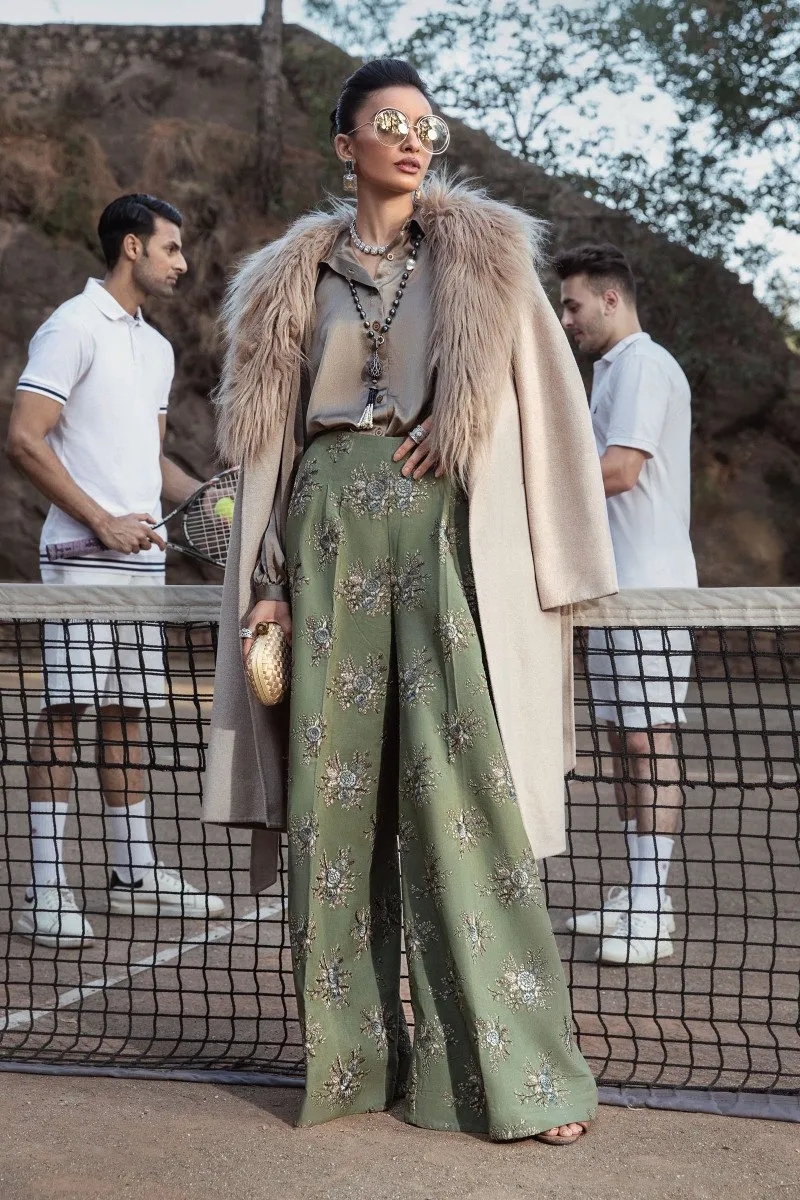 MARIA B | Linen Winter Collection 2022 | DL-1003-Olive Green