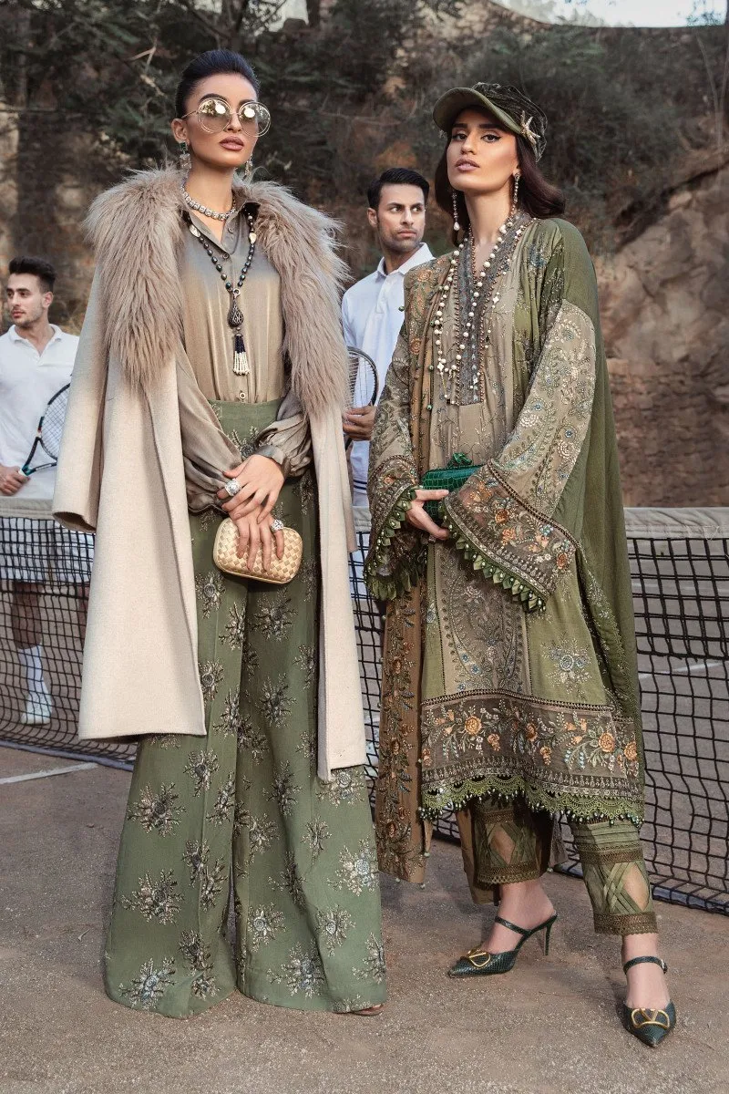MARIA B | Linen Winter Collection 2022 | DL-1003-Olive Green