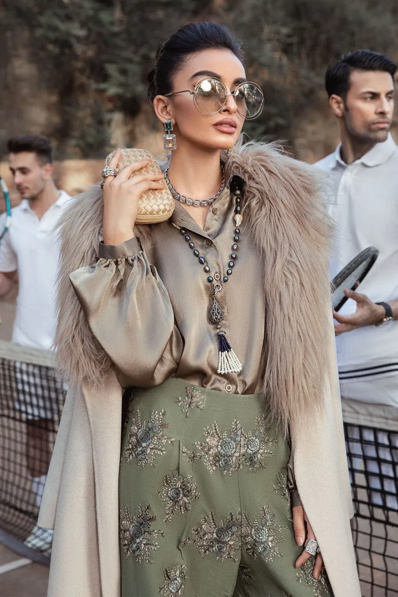 MARIA B | Linen Winter Collection 2022 | DL-1003-Olive Green
