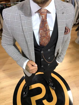 Marilyn  - Grey/Black/Orange 3 Piece Suit