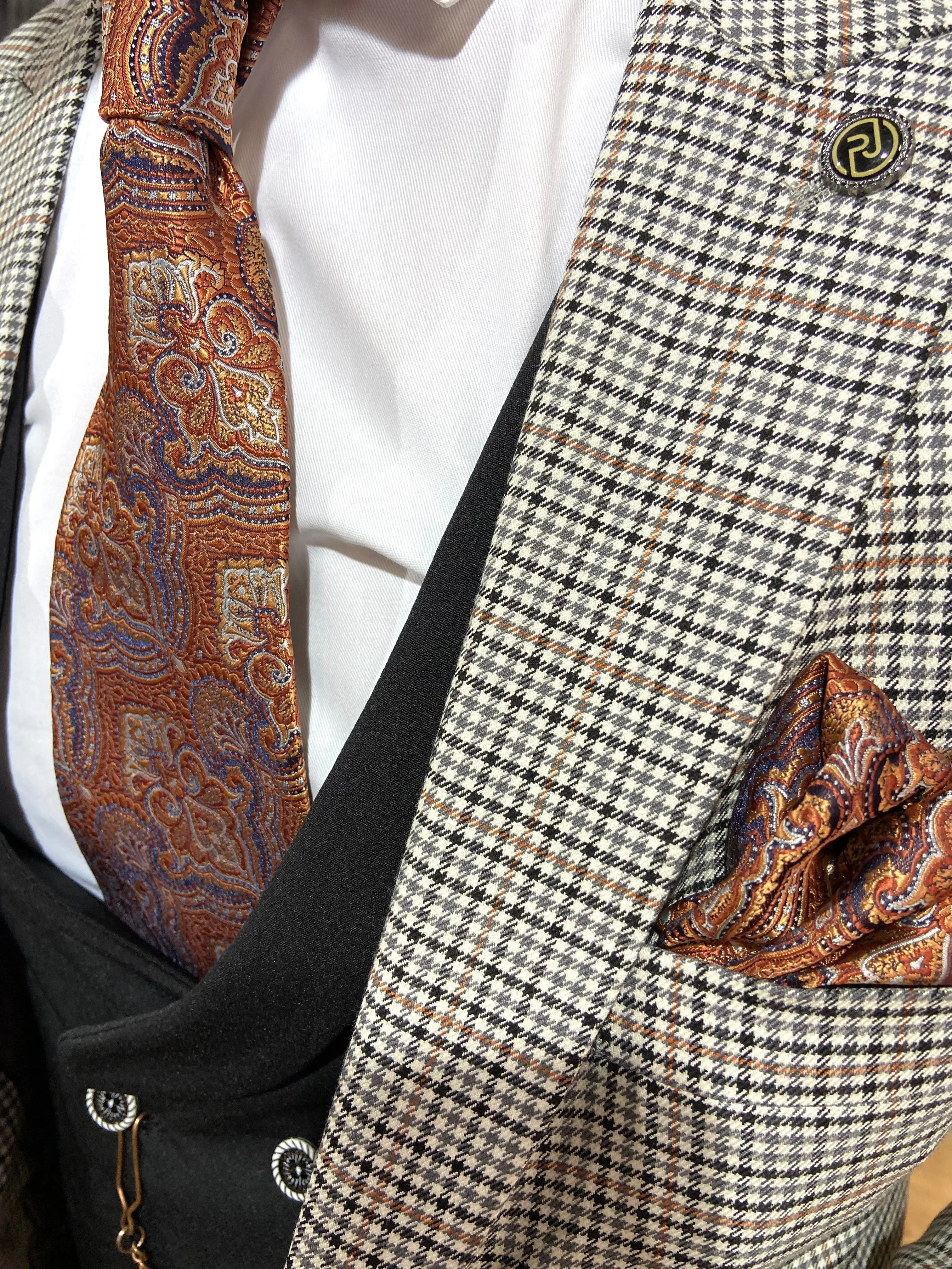 Marilyn  - Grey/Black/Orange 3 Piece Suit