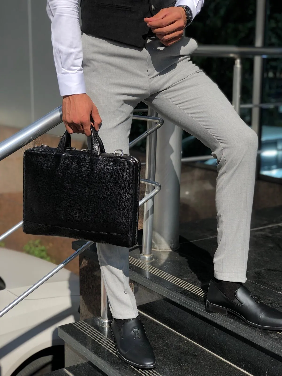 Mason Slim-Fit Fabric Pants Grey