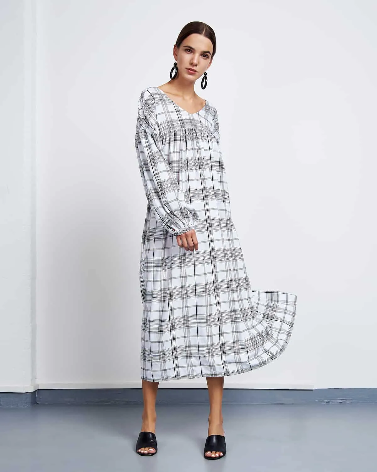 Maxi Dress Biela Checked by Jan n June