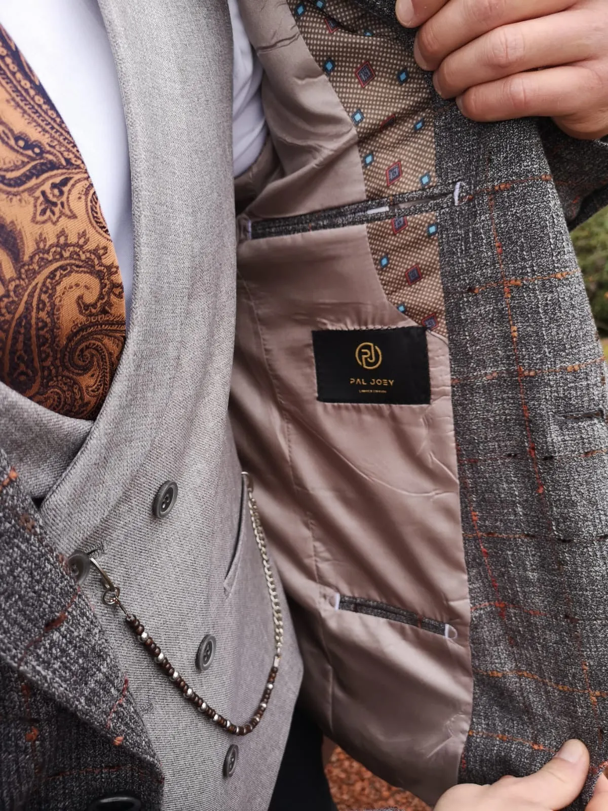 Medina - Grey/Orange 3 Piece Suit