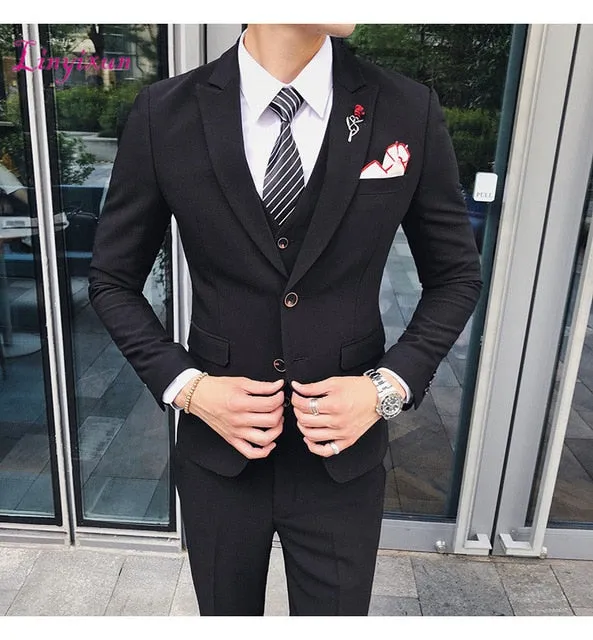 Men's 3PC Business Dress Suit In 3 Colors