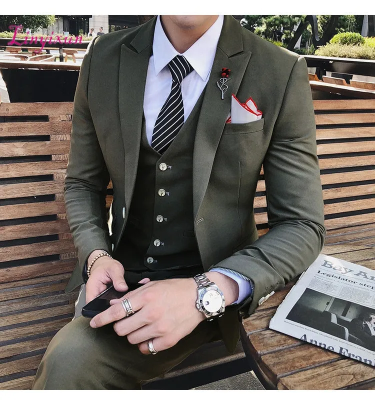 Men's 3PC Business Dress Suit In 3 Colors