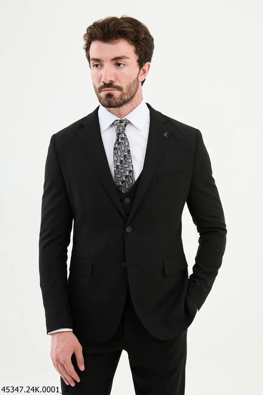 Men's Black 3 Piece Slim Fit Suits