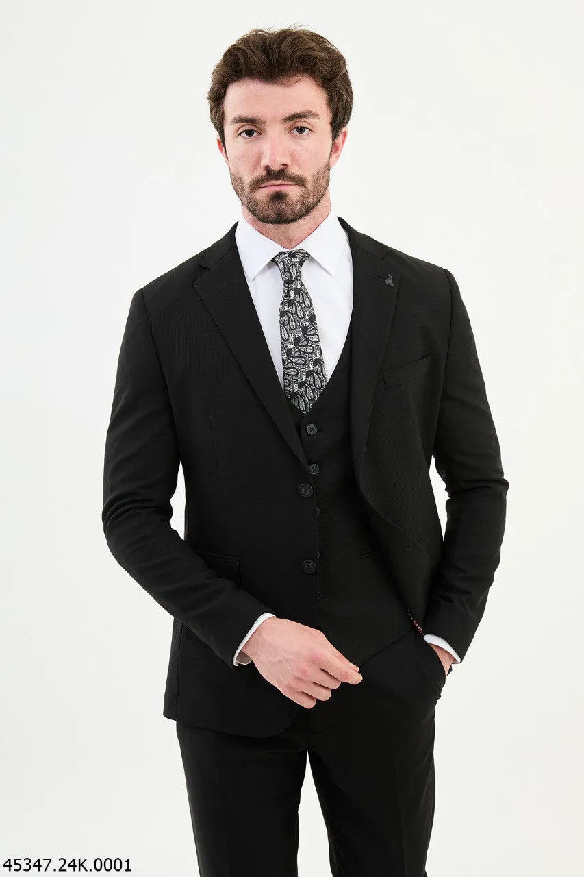 Men's Black 3 Piece Slim Fit Suits