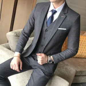 Men's Boutique Fashion Formal Business Suits 3 Piece Set Up To 5XL