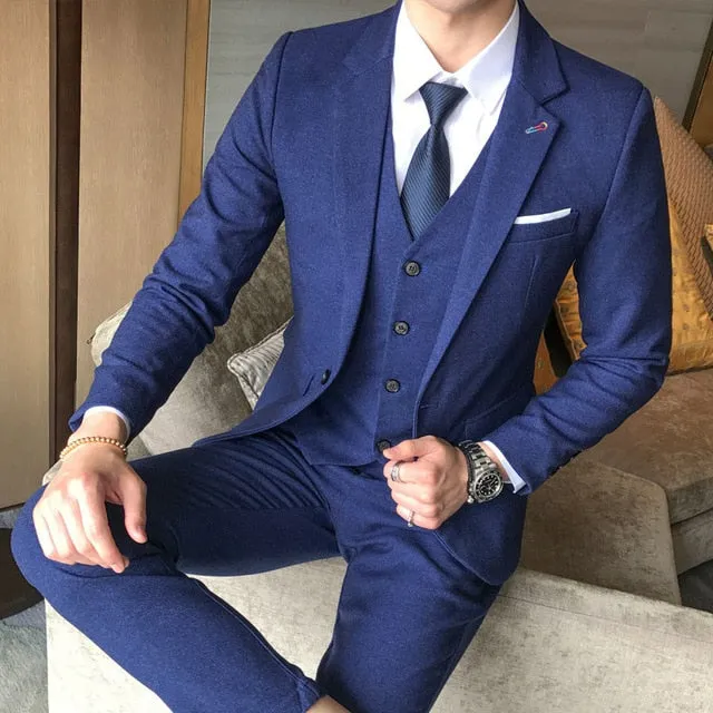 Men's Boutique Fashion Formal Business Suits 3 Piece Set Up To 5XL