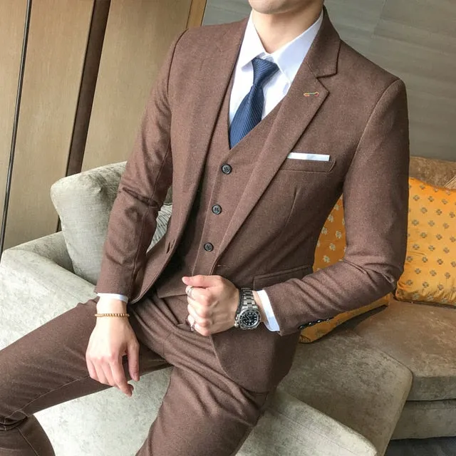 Men's Boutique Fashion Formal Business Suits 3 Piece Set Up To 5XL