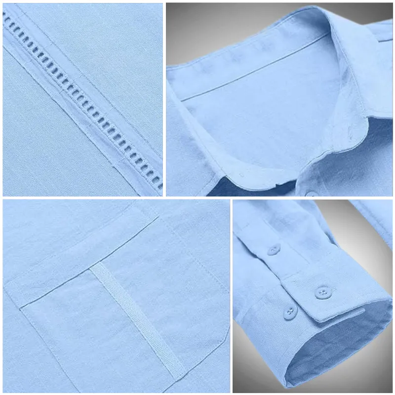 Men’s Embroidered Long Sleeve Linen Cuban Shirt