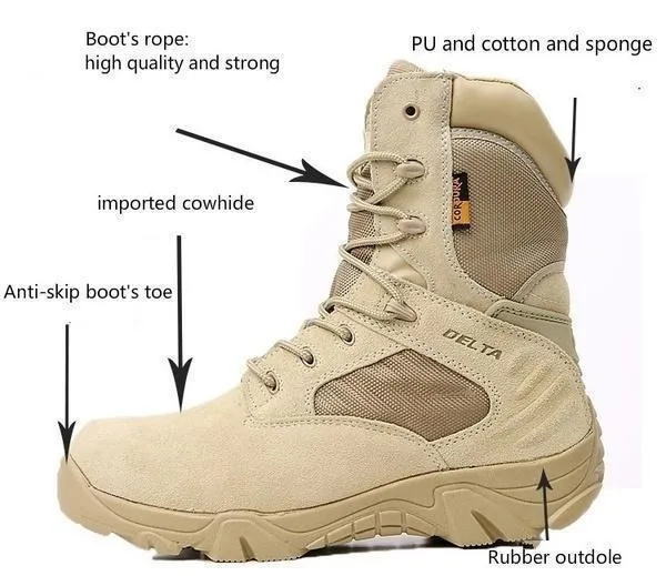 Men's High Top Waterproof Leather Military Boots