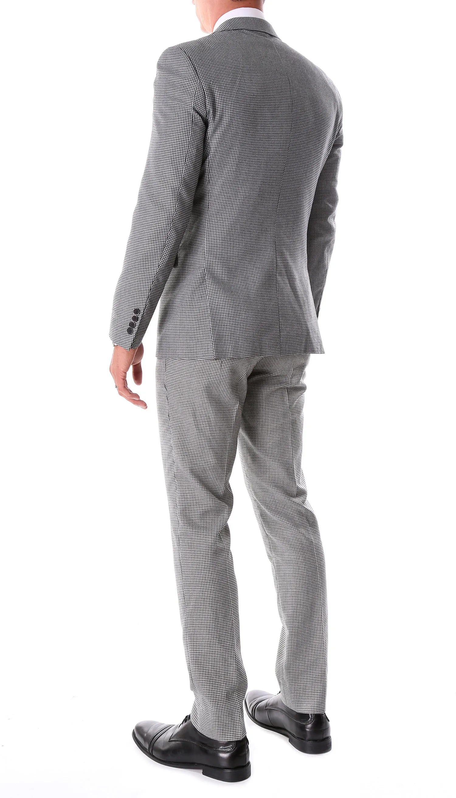 Men's Stanford Slim Fit Houndstooth Peak Lapel 2pc Suit
