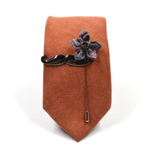 Microsuede Burnt Orange Tie Set