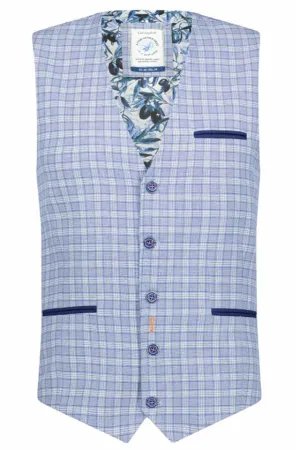 Mid Check Linen Waistcoat