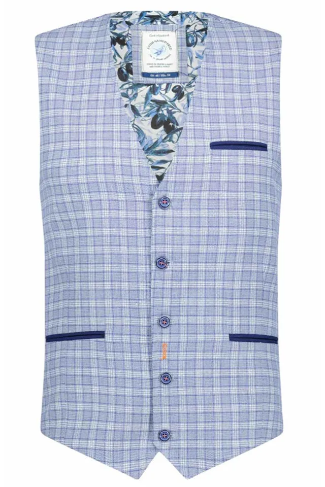 Mid Check Linen Waistcoat