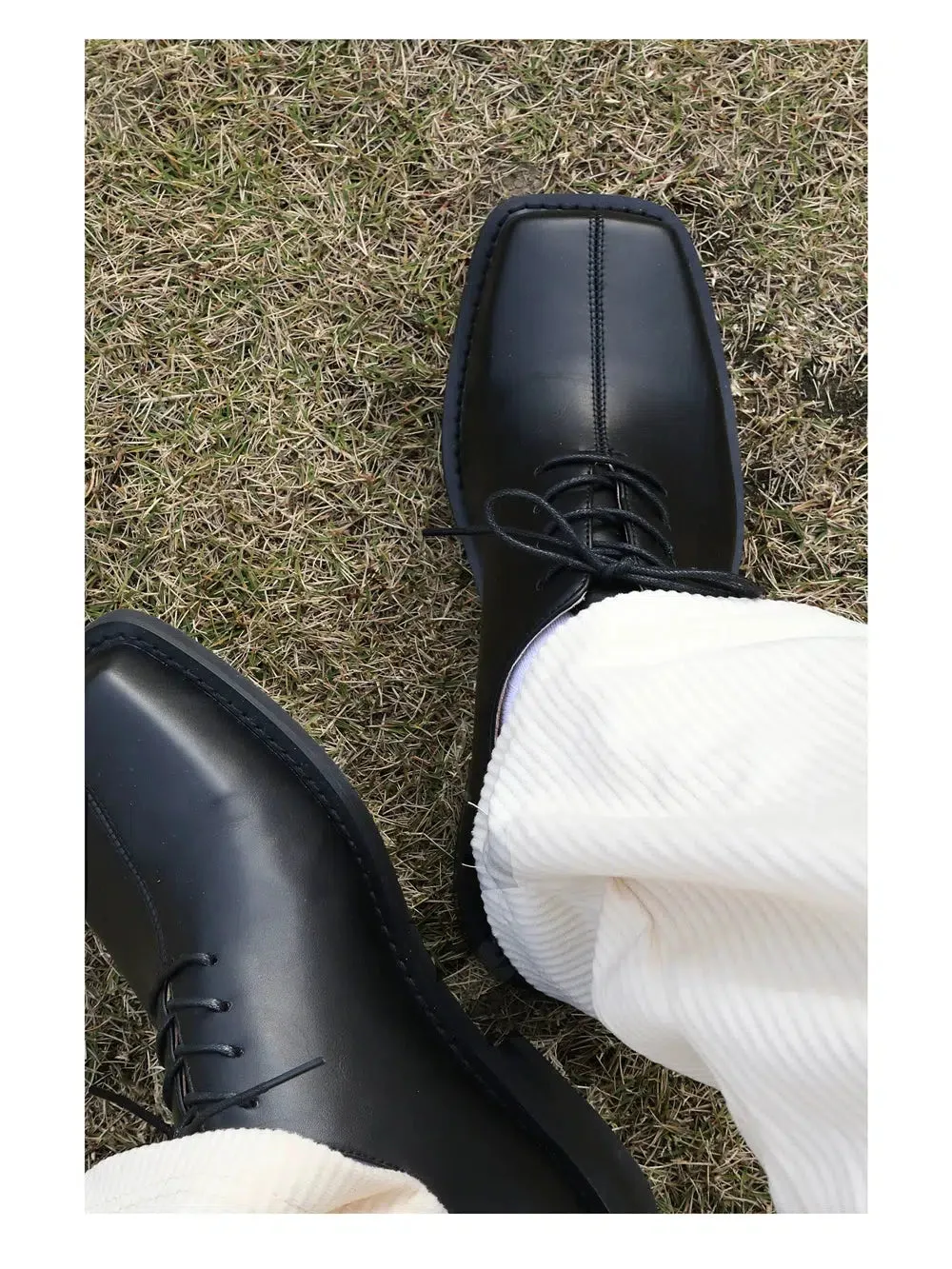Midline Design Square Toe Leather Shoes