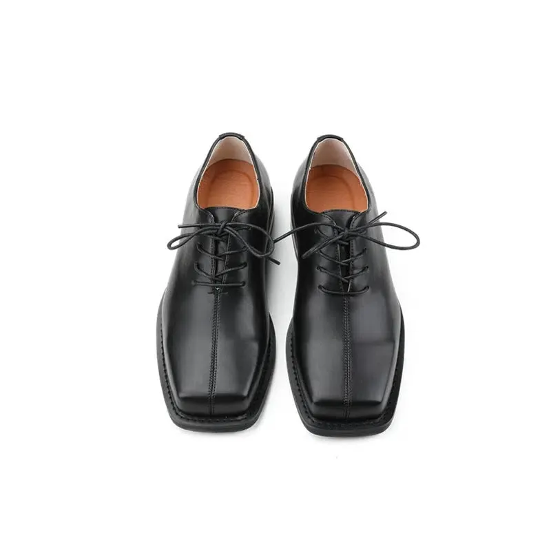 Midline Design Square Toe Leather Shoes
