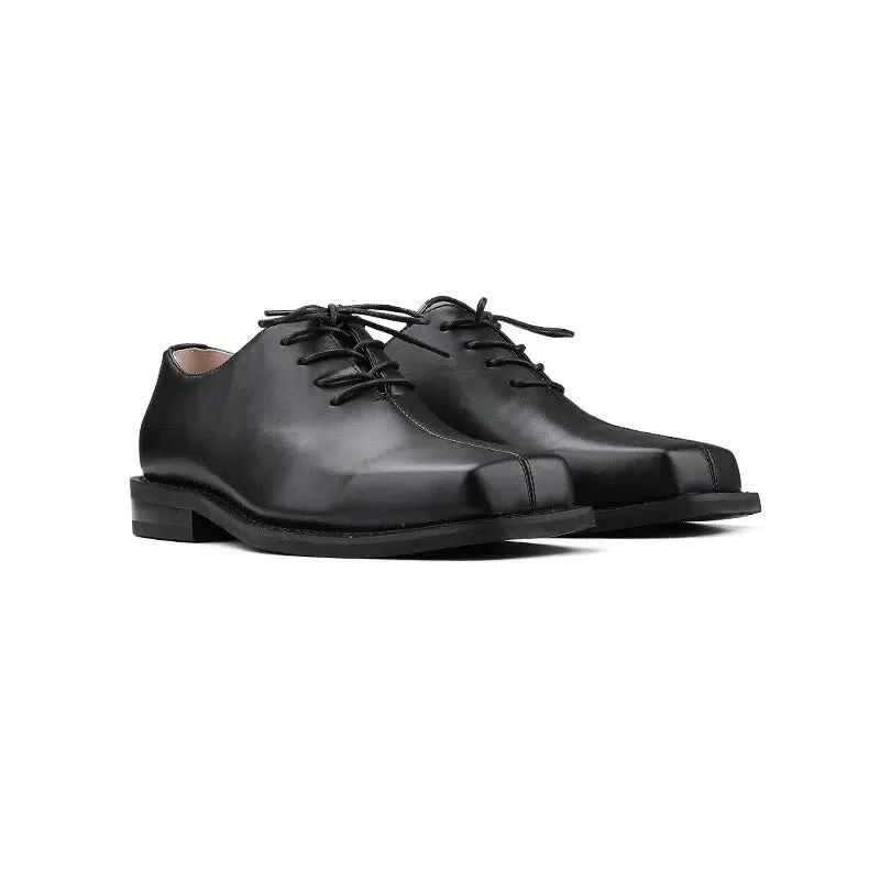 Midline Design Square Toe Leather Shoes