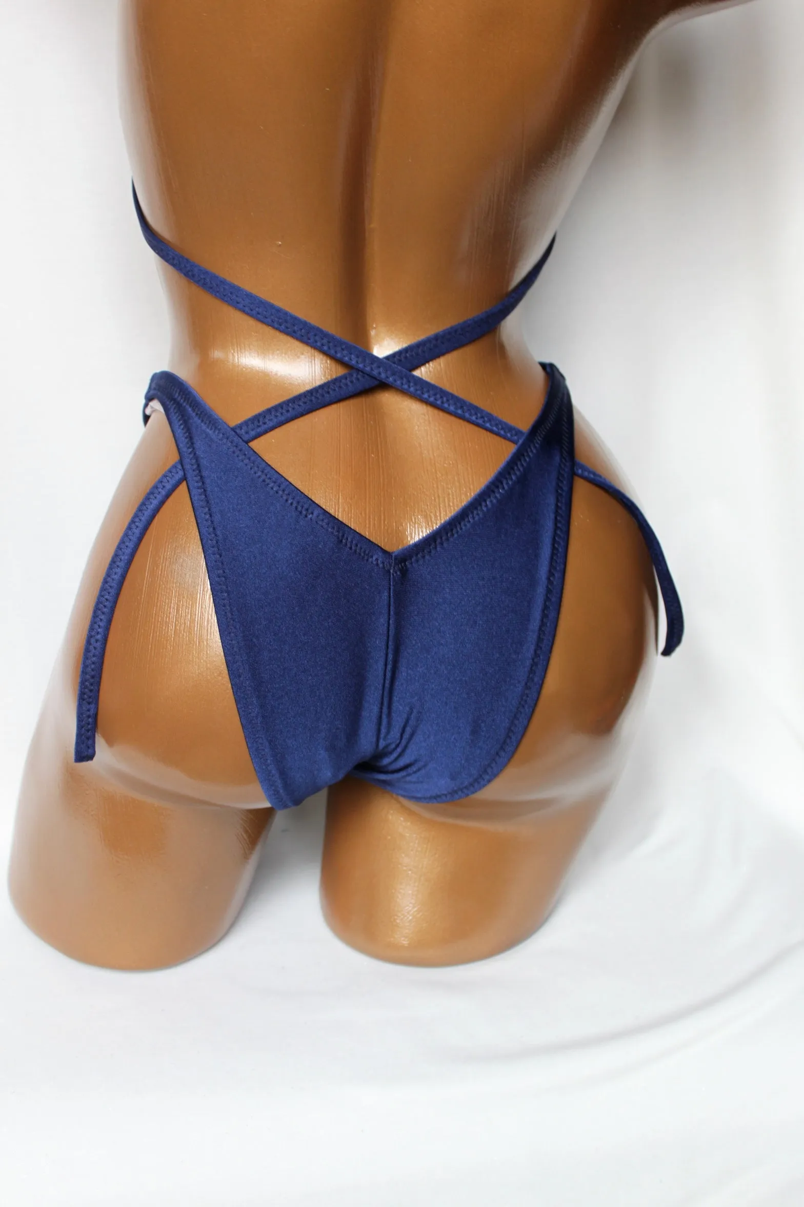 Midnight Blue Satin Posing Suit