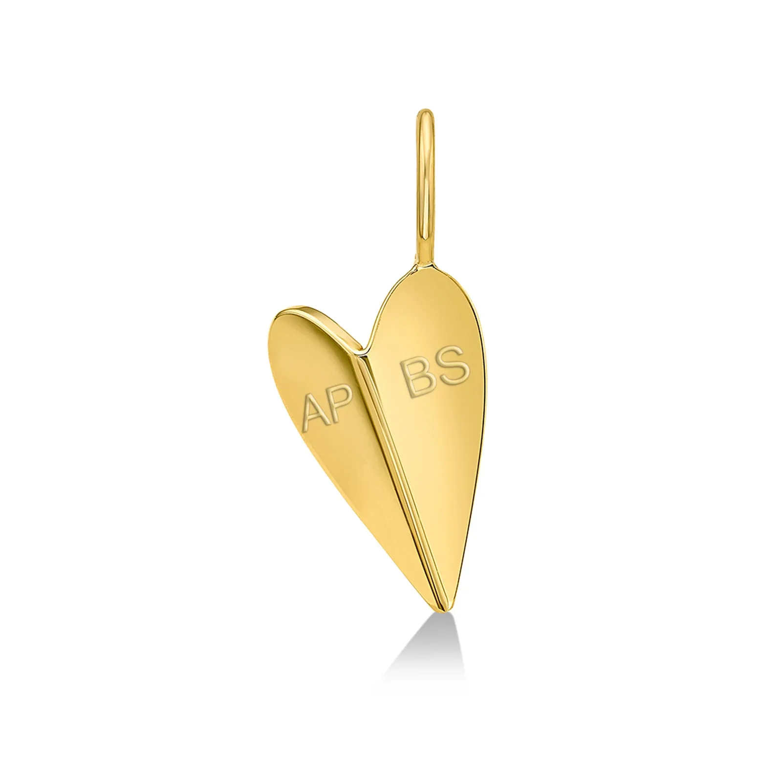 Mini Folded Heart Charm with Half Pavé