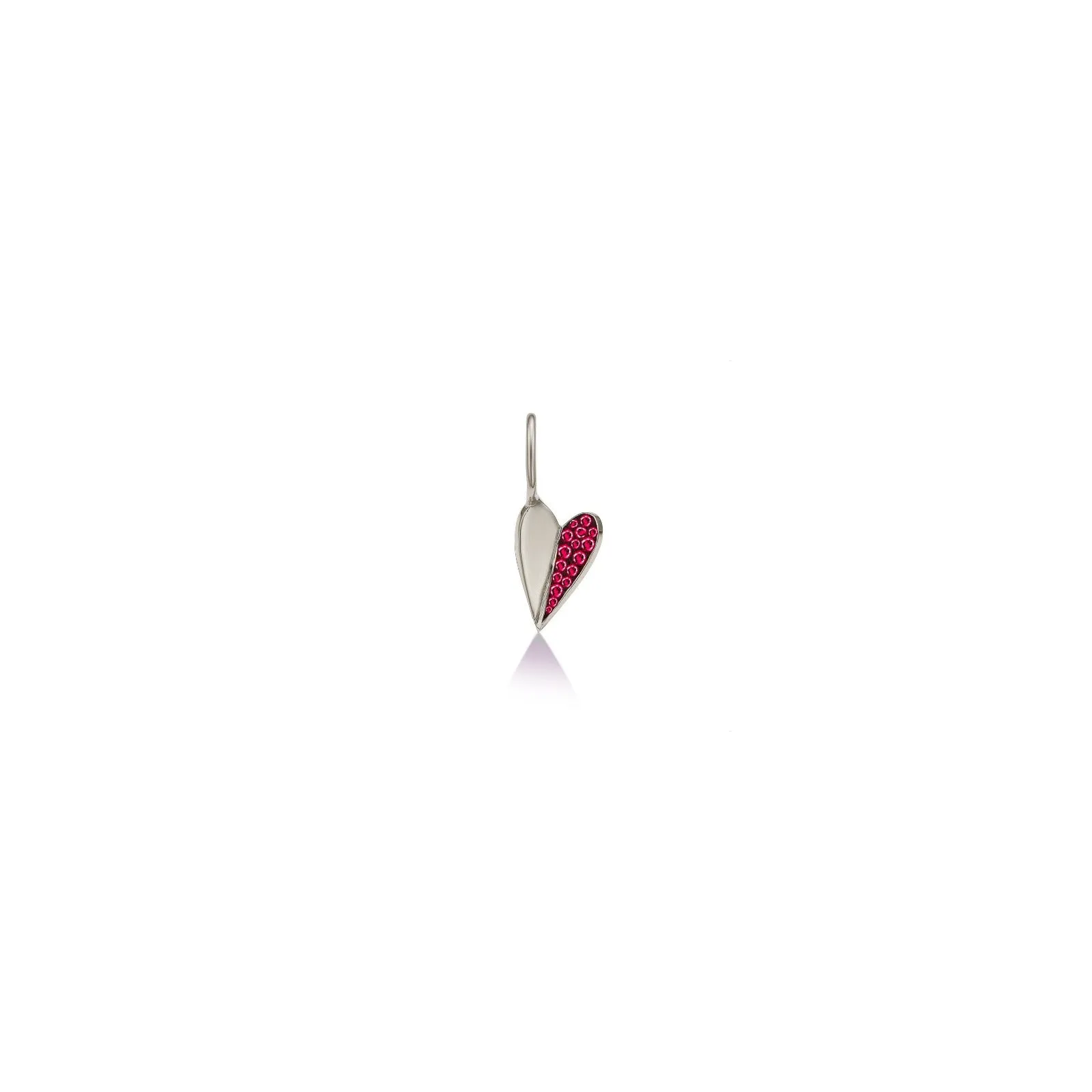 Mini Folded Heart Charm with Half Pavé