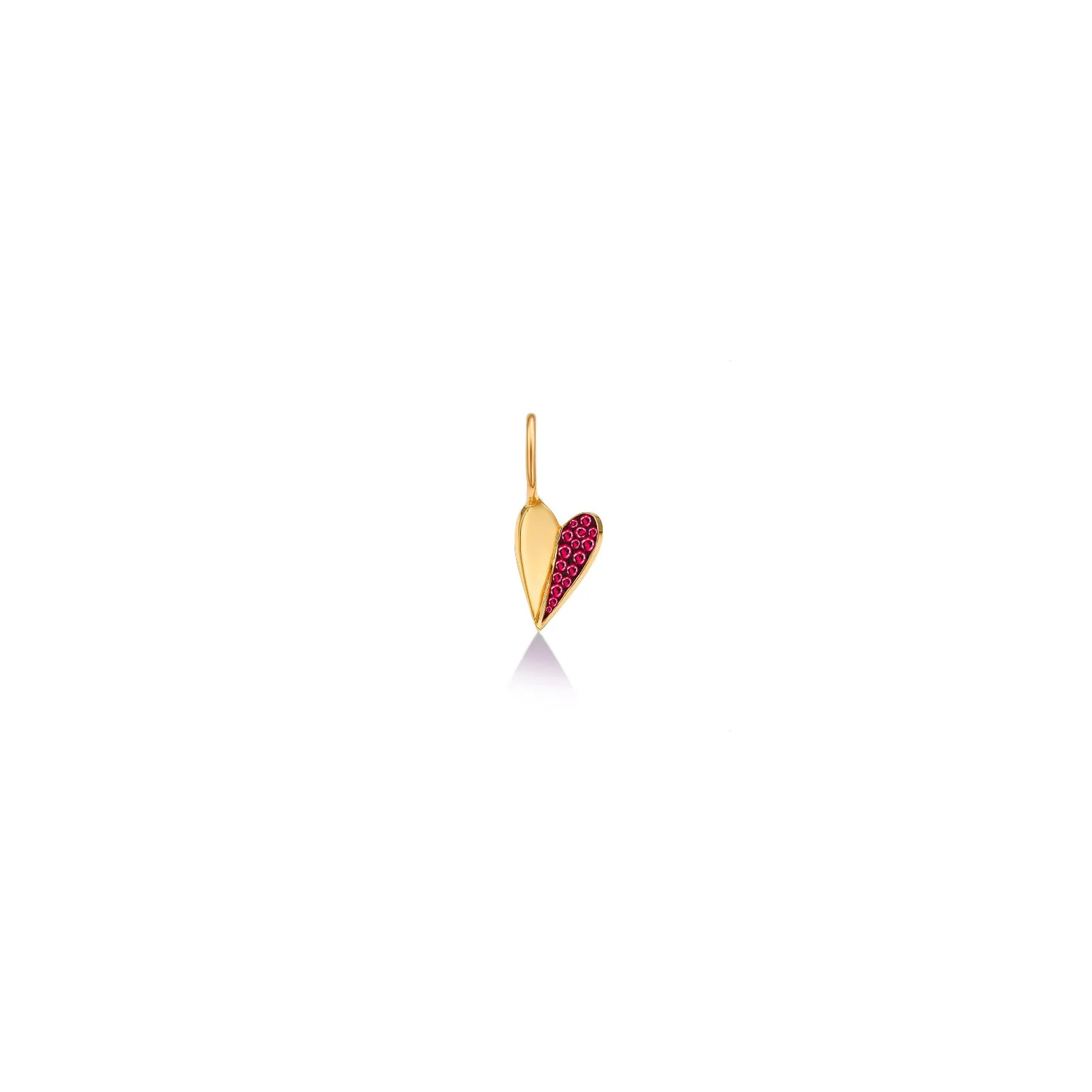 Mini Folded Heart Charm with Half Pavé
