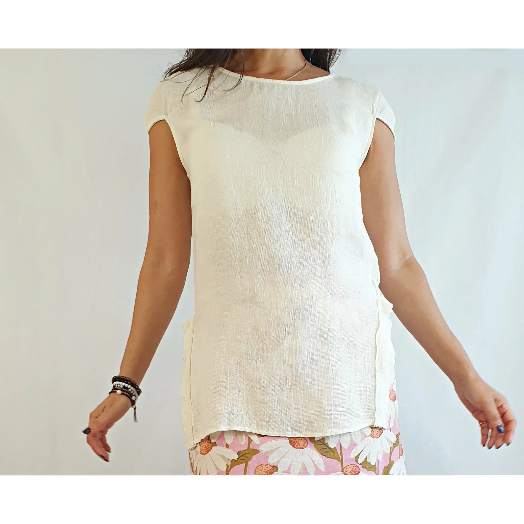 Morrison cream 100% linen top size 3 (best fits 12)