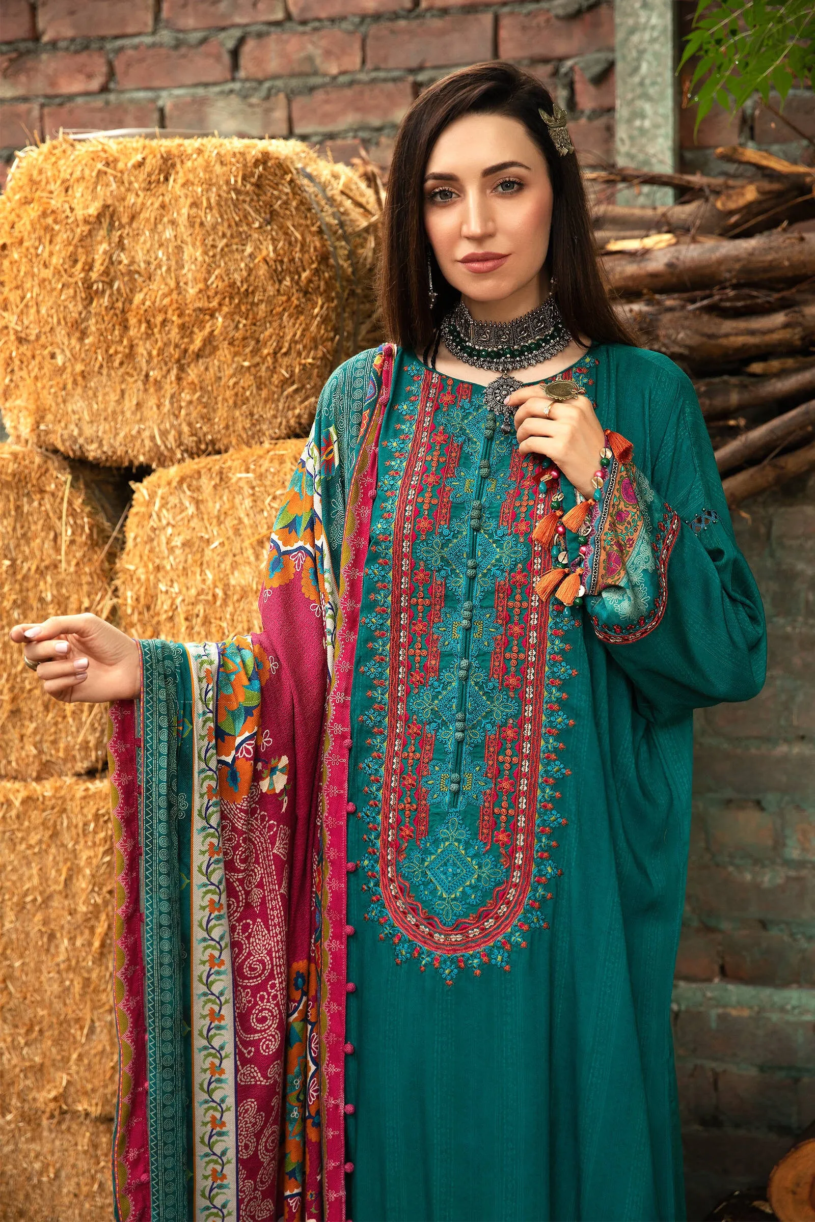 MPT 1207 B | Maria B MPrints Winter Collection 2021 | Unstitched Embroidered Dobby Linen Suits