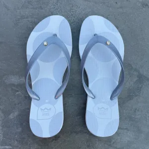Natural Rubber Flip Flops Silver Polka Dots